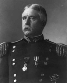Head and shoulders black and white photo of Alfred Elliott Bates in full dress uniform, facing front