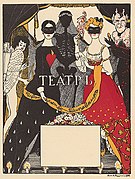 The cover to Aleksander Blok's 1909 book Theatre. Konstantin Somov's illustrations for the Russian symbolist poet display the continuity between symbolism and Art Nouveau artists such as Aubrey Beardsley.