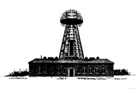 A drawing of Tesla's Wardenclyffe Tower