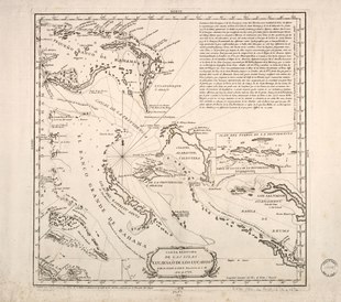 Mapa histórico de las Islas Lucayas por D. Juan López, año 1782.