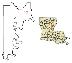 Location of Sicily Island in Catahoula Parish, Louisiana.