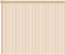 A diagram of the thousand line bamboo plaiting technique; strips are plaited along a bar at the top, and hang down from it in straight lines.