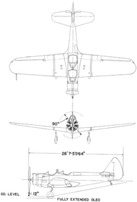 3-view line drawing of the Fairchild PT-23