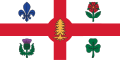 The Flag of Montreal. The shamrock is located in the lower right corner