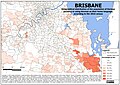 Geographical distribution of Brisbane's population of German origin.