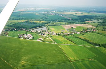 Aerial photo of the park, up and to the left of the lake.