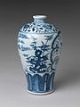 Porcelain, Jingdezhen ware, painted with cobalt blue under transparent glaze, 15th century