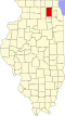 State map highlighting Kane County