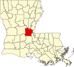 State map highlighting Avoyelles Parish