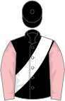 Black, white sash, pink sleeves