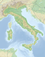 Relief map of Italy with today's borders