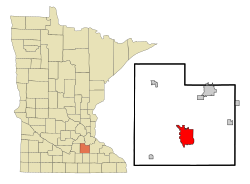 Location of the city of Faribault within Rice County in the state of Minnesota