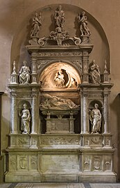 Renaissance Corinthian columns of the Tomb of Ascanio Maria Sforza, Santa Maria del Popolo, Rome, by Andrea Sansovino, c.1505