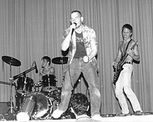 Mahoney (center) with Siege bandmates in 1984