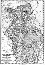 Sorbisches Sprachgebiet 1843 (Sorbische Grenzdialekte in der Mitte)