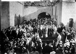 Courtyard crowded with people