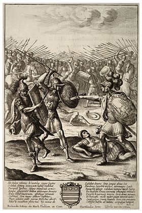 Lutte d'Énée contre Mézence et Lausus, par Wenceslas Hollar