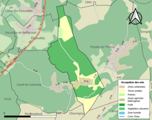 Carte en couleurs présentant l'occupation des sols.