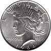 A Peace dollar, obverse side