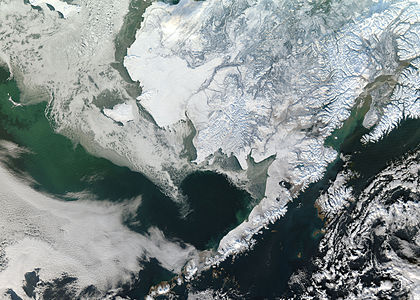 Winter in Alaska at Climate of Alaska, by NASA/MODIS/Jeff Schmaltz