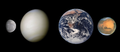 Size comparison of the four terrestrial planets (Mercury, Venus, Earth, Mars) in true color