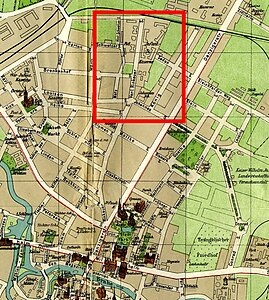 Location of the barracks on a 1914 map