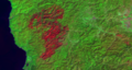 Biscuit Fire, 23 September 2002, Landsat 5 TM, false color, infrared, bands 642, satellite image.