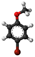 Ball-and-stick model of the bromoanisole molecule