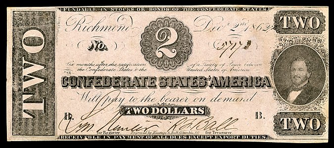 Two Confederate States dollar (T54), by Keatinge & Ball