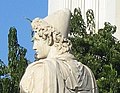 The pileus particularly identifies the Dioscuri (here on a colossal statue of late Antiquity in the Campidoglio, Rome).