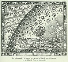 La gravure sur bois de Flammarion, œuvre dont l'époque et l'auteur restent inconnus, publiée en 1888 dans L'Atmosphère : Météorologie populaire de Camille Flammarion. (définition réelle 2 934 × 2 666)