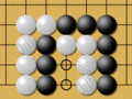 Image 21Example of seki (mutual life). Neither Black nor White can play on the marked points without reducing their own liberties for those groups to one (self-atari). (from Go (game))