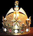 Replica of the crown designed for the Finnish monarch, who was never chosen. A contemporary crown was never crafted, but the replica was made from original drawings in the 1980s.[9]