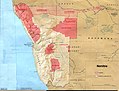 A map from 1964 to 1965 showing the Namibian "homelands" or Bantustans[8] when Namibia was under the rule of apartheid South Africa.