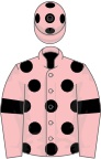 Pink, black spots, armlets and spots on cap