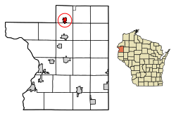 Location of Frederic in Polk County, Wisconsin.