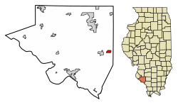 Location of Percy in Randolph County, Illinois.