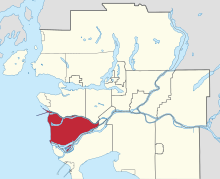 Location of Richmond in Metro Vancouver
