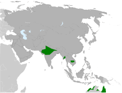 Distribución de la grulla sarus