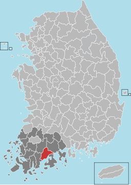 Boseong-guns läge i Södra Jeolla och Sydkorea.