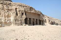 The rock cut temple of Pakhet by Hatshepsut