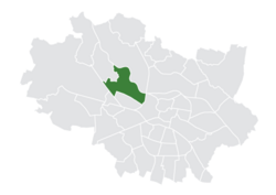 Location of the district within Wrocław