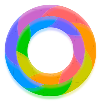 A radially symmetric 7-colored torus – regions of the same colour wrap around along dotted lines