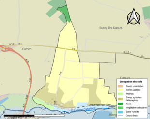 Carte en couleurs présentant l'occupation des sols.