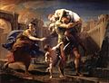 Image 23Eighteenth century painting by Pompeo Batoni depicting Aeneas fleeing from Troy. Aeneas carries his father. (from Founding of Rome)