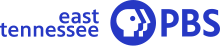 All in blue: At right, the PBS network logo. To the left, on two lines, "East" and "Tennessee", all lowercase, right-justified.