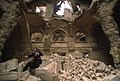 A cello player in the destroyed National Library, Sarajevo, 1992.