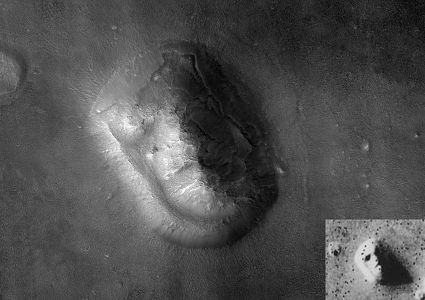 The Face on Mars at Cydonia (region of Mars), by NASA/JPL/University of Arizona (edited by Plumbago and AutoGyro)