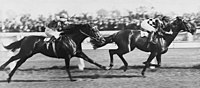 Jim Pike and Gothic at Caulfield Racecourse, 1928.