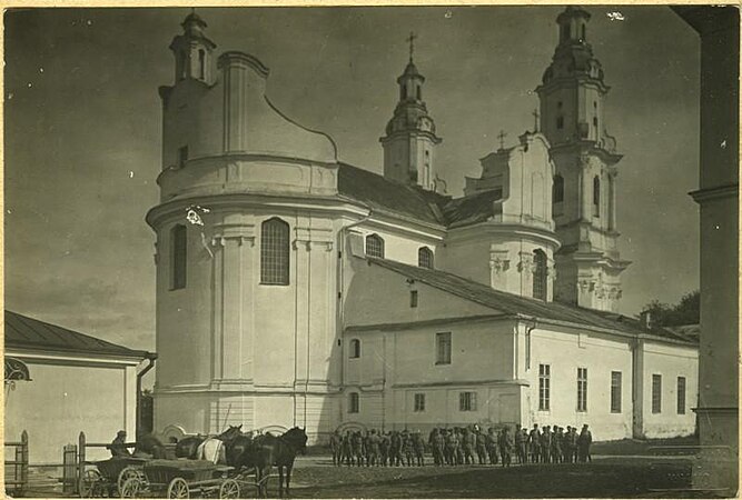 The Basilian Church and Monastery in Berezwecz was a Uniate church and monastery which Russian authorities transferred to the Russian Orthodox Church and became a Roman Catholic congregation during Interwar Poland. Photograph by Jan Bułhak